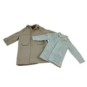 Dr John Littlechamp Doll Clothes Tan Overcoat & Striped Pajama Top Vintage 1963